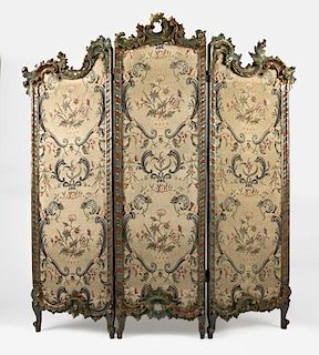 A Venetian carved and polychrome-painted screen