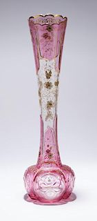 A Moser enameled art glass vase
