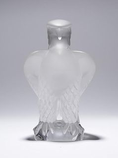 A Lalique clear and frosted art glass eagle