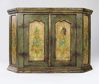 A Continental polychrome-painted cabinet