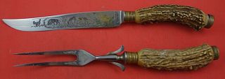 Antler Handle by Various Makers Roast Carving 2-pc Set by Anton Wingen knife 13"