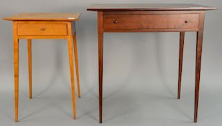 Two tables including Eldred Wheeler Federal style stand and bench made table with drawer. ht. 27 in.; top: 17 1/2" x 17 1/2" and ht....