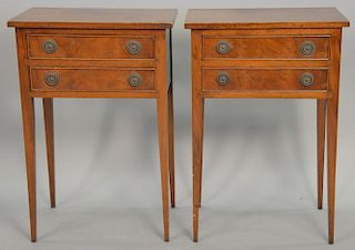 Pair of Federal style two drawer stands. ht. 29 in.; top: 12 1/2" x 19 1/2"
