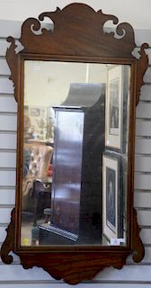Chippendale style mahogany inlaid mirror, 45" x 24".