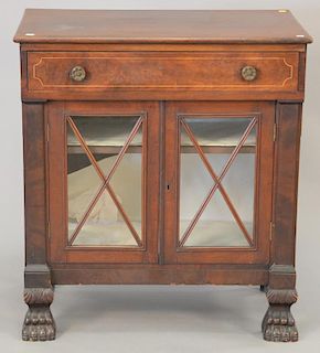 Federal style mahogany cabinet on paw feet. ht. 36 in.; wd. 32 in.; dp. 19 in.