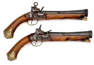Pair of Spanish Miquelet Lock Blunderbuss Cannon-Barrel Pistols by Carbonell 