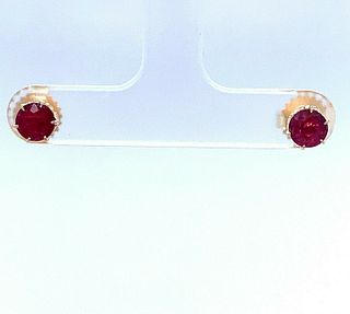 10k Gold 1.05ct TW Genuine Natural Ruby Stud Earrings with 14k Posts 