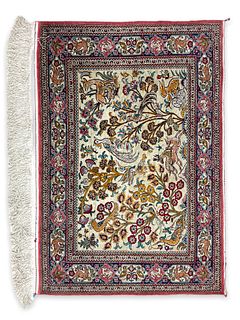Hand Made Persian Iranian Silk Qum Kharak Rug