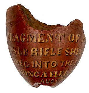 Souvenir Confederate Artillery Shell Fragment Shot into the USS Monongahela 