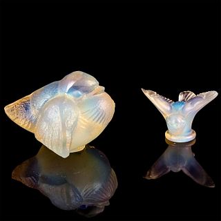 2pc Sabino Opalescent Glass Bird Figurines