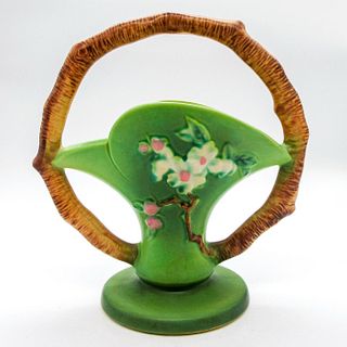 Roseville Vase with Handle, Apple Blossom
