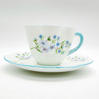 2pc Shelley England Cup and Saucer, Blue Rock