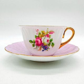2pc Shelley England Cup and Saucer, Purple Hulmes Rose