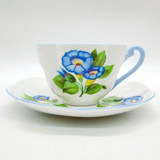 2pc Shelley England Warwick Cup and Saucer, Morning Glory