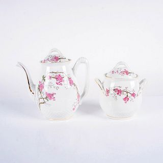 2pc In the Style of Limoges France Tea Pot and Tea Caddy