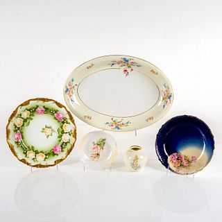 5pc German Decorative Floral Dishes + Vase
