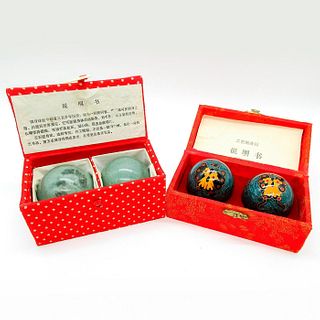 2 Pairs of Chinese Boading Balls with Fitted Cases