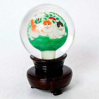 Hand Painted Globe With Wooden Stand