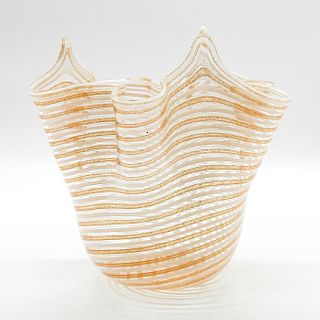 Vintage Murano Style Handkerchief Vase Clear Glass