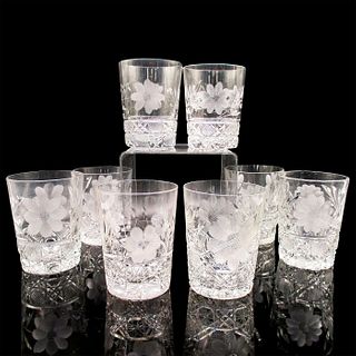 8pc Vintage Crystal Etched Whiskey Glasses