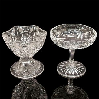 Set of 2 Vintage Cut Crystal Compote Bowls