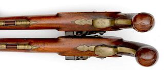 Pair of English Flintlock Officer's Holster Pistols by Blake 
