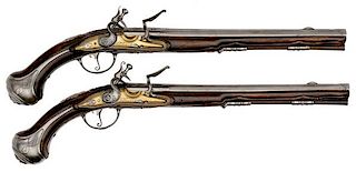 Early Pair of French Flintlock Pistols by Picart A. Ohbinge 