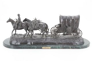 C.M. Russell (1864-1926) Covered Wagon Bronze