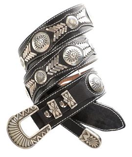 Navajo Frank Armstrong Sterling Silver Concho Belt