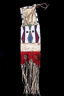 19th C. Sioux Quilled & Beaded Hide Pipe Bag