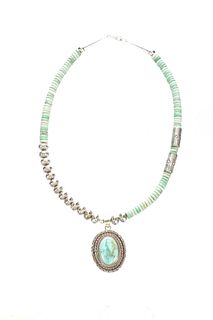 Navajo Joe Madrid Silver & Turquoise Necklace