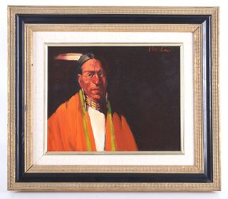 Walt Wooten (1939-) A Crow Indian Oil Painting
