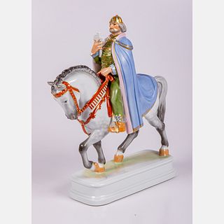 A Large Herend Figure, Saint Stephen on Horseback 