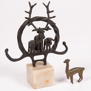 Two Bronze and Cast Iron Animal Form Figures