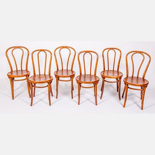 A Set of Six Thonet Style Bent Wood Bistro Chairs