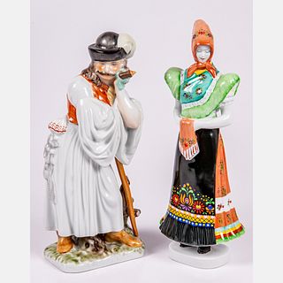 Two Large Hungarian Porcelain Figures