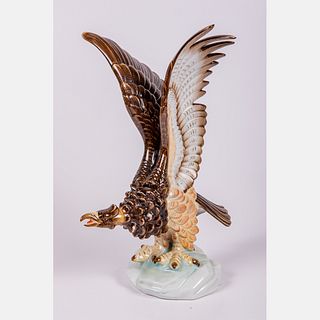 A Large Herend Porcelain Eagle Figure, The Turul