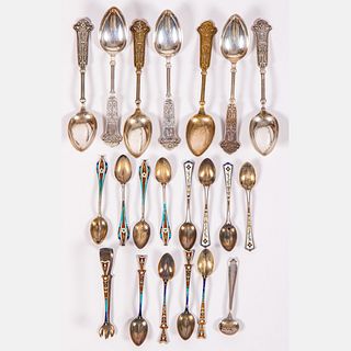 Set of Gorham Sterling Silver and Enameled Demitasse Spoons