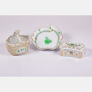 Three Herend Porcelain Decorative Objects