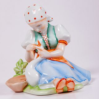 A Zsolnay Young Girl With Goose Porcelain Figurine