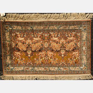 Indian Silk and Wool Isfahan Rug