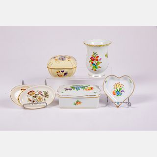 A Group of Herend and Zsolnay Porcelain Decorative Objects