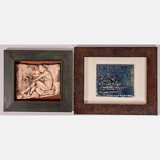 Two Framed Studio Pottery Relief Tiles by Gabriella Verbovszky (American Hungarian, b. 1966)