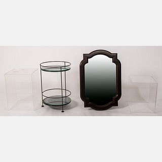 Contemporary Two Tier Pierced Metal and Glass Side Table