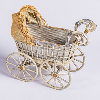 A German Dollhouse Baby and Carriage 