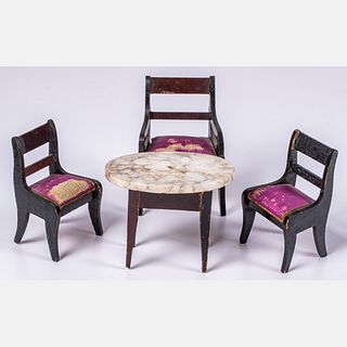 Biedermeier Dollhouse Table and Chairs