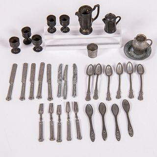 Thirty-Three Dollhouse Kitchen Utensils and Serving Items