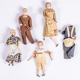 A Group of German Dollhouse Dolls