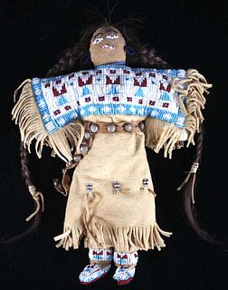 Lakota Sioux Trade Seed Beaded Tanned Hide Doll