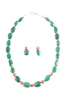 Navajo Natural Malachite Necklace & Earrings